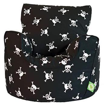 Large Cotton Bean Bag with Black Pirate Skull and Bones – Teen/Child