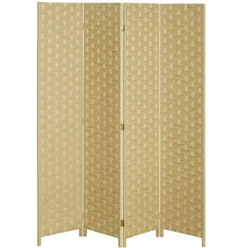 HOMCOM 4 Panel Folding Room Dividers For Wall, Privacy Screen Panels, Brown