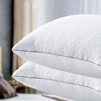 MSmask 2-Pillow Set, Sleeping Pillows with Air-Layer Cover, Goose Down Alternative Microfibre, Hypoallergenic, Standard Size, 48 x 74 cm