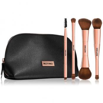 Notino Luxe Collection Dual-Sided Makeup Brush Set with Cosmetic Pouch