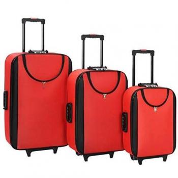 Set Valises Compactes Rouge – 3 pièces en tissu oxford