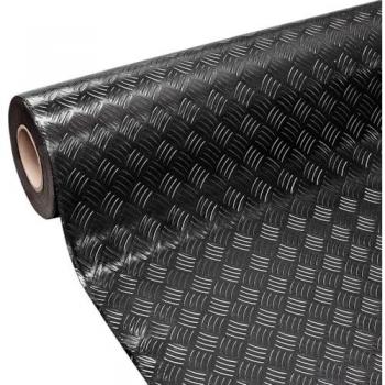 Tappeto in Gomma Antiscivolo Effetto Lamiera Isolante Nero 140x220 cm