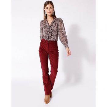 Naf Naf Pantalón de mujer campana micro pana con bolsillos