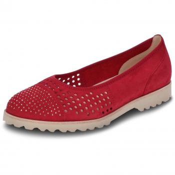 Damen‑Ballerina Gabor 83.102‑14 – Rotes Veloursleder, Rundumgummi, Ledersole, 4