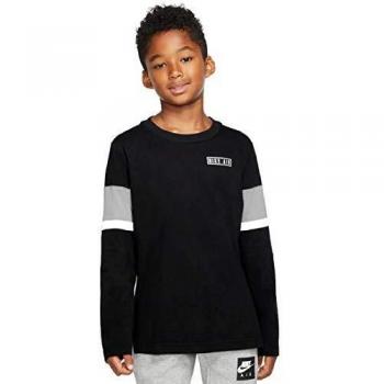 T-shirt à Manches Longues Fille Nike Air LS, Noir/Gris/Blanc, XS