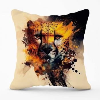 Designer Cheetah Face Splashart Cushion