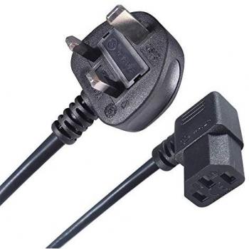5m UK Mains Power Cable with Right Angled C13 Coupler and Type G Plug