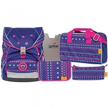 XL Ergonomischer Schulrucksack ErgoFlex mit Ethno Star Design, Set aus 5 Teilen