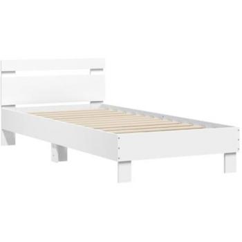 Estructura cama con cabecero madera blanca 90x200 cm