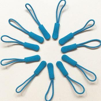 10pcs Blue Zipper Pulls with Strong Nylon and Rubber Grippers
