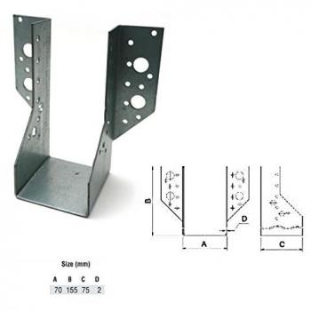 Jiffy Zinc Joist Hangers (70x155 mm) – Decking & Roofing Pack of 10