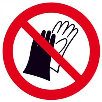 Verbotsschilder „Handschuhfreie Zone“ – ISO 7010, 6 Stück, Ø 50 mm