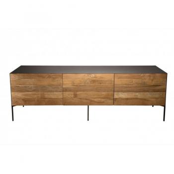 Meuble TV Macabane en bois de teck recyclé avec structure en métal gris anthracite