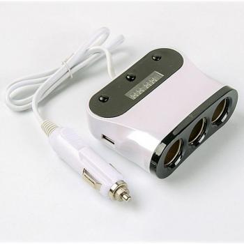 Cargador Auto 120 W 3‑en‑1 con Divisor Cigarrillo y Pantalla de Voltaje