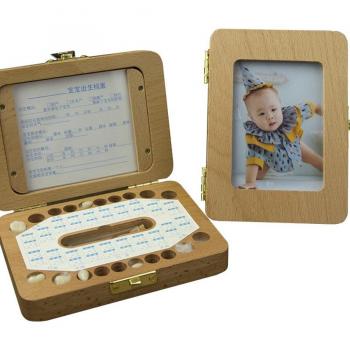 Boîte à souvenirs de dents en bois pour enfants