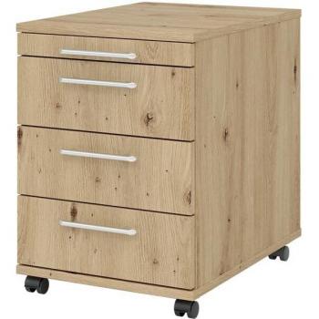 Hammerbacher Cassettiera Ufficio 58cm – 3 cassetti in Rovere Nodoso