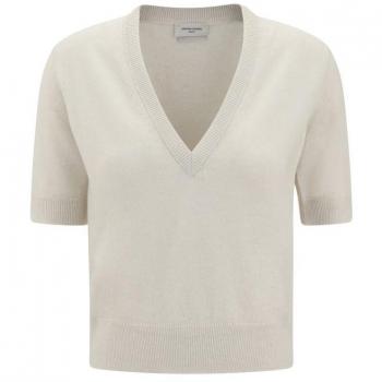 L‑Size White Cashmere V‑Neck Women’s Sweater
