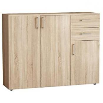 Madia Moderna Contemporanea 2 Cassetti e 3 Ante Design Quercia Chiaro 120 x 93 x 35 cm