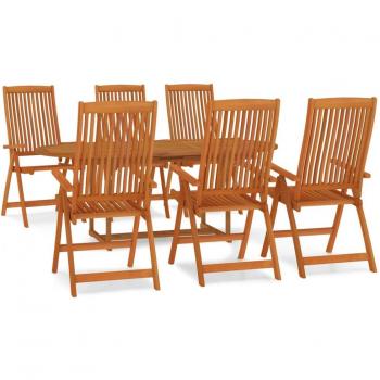Pack salon de jardin en bois massif marron – 7 chaises + table