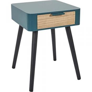 Boîte de Chevet Zoran en Bois Bleu Canard, 1 tiroir, Lot 2