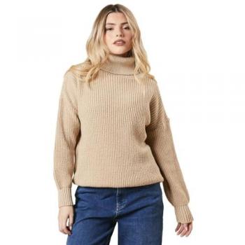 Stone Longline Roll Neck Chunky Sweater for Women