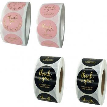 4 Rolls of Thank You Stickers 2000 Sheets 2.5Cm/1 Inch Small Business Round Baking Decoration