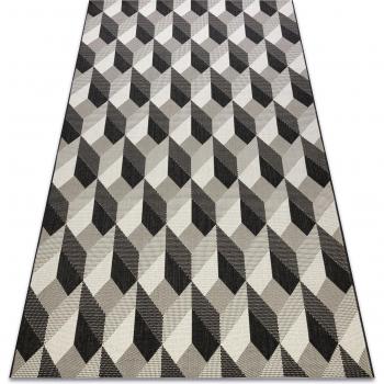 Robe murale en corde sizal flat 48624/690, design cube 3D noir – 200 × 290 cm