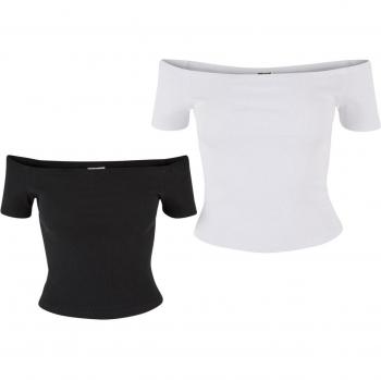 Urban Classics Damen Off Shoulder Rib T-Shirt 2er Set