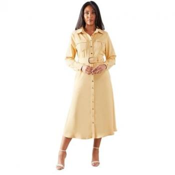 Petite Utility Dress in Heavy Crepe with Studs