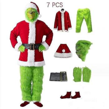 Père Noël Grinch Costume Set 7PCS adulte