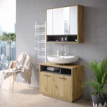 Vicco Sottolavabo Bagno Beatrice Rovere Artigianale Antracite 80x64 cm