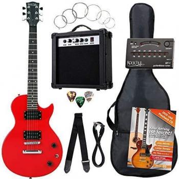 Ensemble Guitare Rocktile Rouge Inclus Accordeur et Sangle