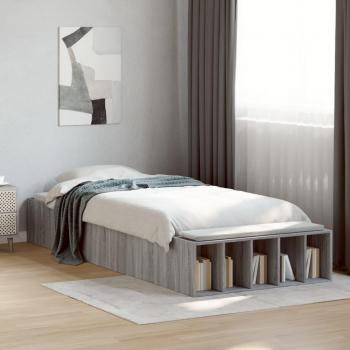 Single Bed Frame 90x190 cm Grey Sonoma vidaXL