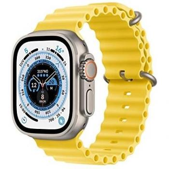 Apple Watch Ultra 49 mm Titan Grau GPS + Cellular mit Gelbem Ocean-Armband
