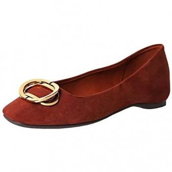 C.PARAVANO Damen Ballerina Rot I Wildleder Flache Schuhe I Rote Schuhe Ballerina I Größe 42