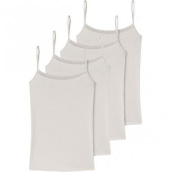 Schiesser Damen‑Top 4er Pack Cotton Lace – Spaghetti Style, beige, 48, Spitzenakzente