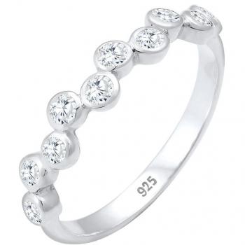 Elli Damenring Bezel Kreis 925 Silber Zirkonia weiß Brillantschliff Gr. 58