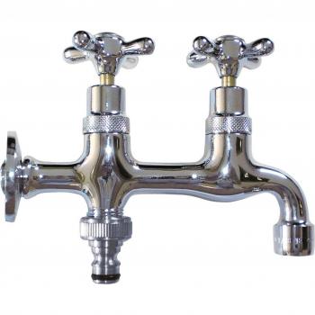 Rubinetti Duplex per Fontane da Giardino in Cromato con Connessione Rapida Morelli