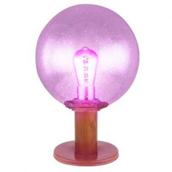 RGB LED Gartenstehlampe mit Glaskugel und Holzoptik, dimmbar, Fernbedienung