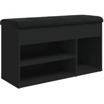 Banc de rangement en bois noir 82 x 32 x 45,5 cm