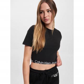 T‑shirt Calvin Klein Jeans Logo Nero Intenso – Manica Corta, L per Donna