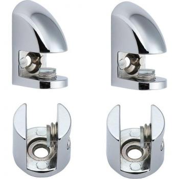 Cranes de vidrio 8‑10 mm – Soporte 4 piezas cromado