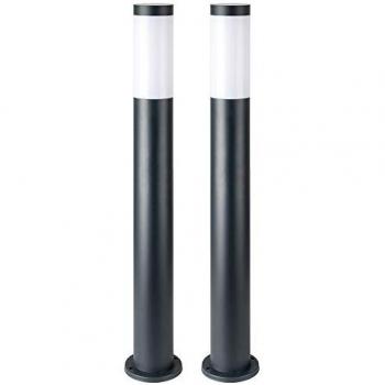 Anthrazitfarbene Edelstahl Stehleuchten, 2er-Pack, H 80 cm