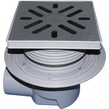 Rejilla Dual Perfekt DN110: Plástico 240x240 mm + Fundido 226x226 mm, Desagüe Horizontal