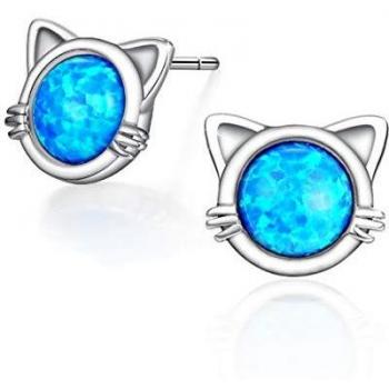 Petite Cat Ear Opal Studs