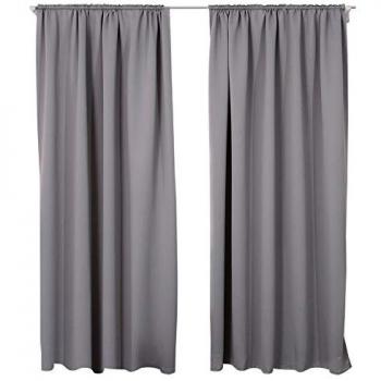 Woltu 2‑er‑Set: blickdichte Gardinen, dunkelgrau, 250 g/m², 135×245 cm, mit Kräuselband