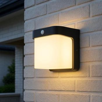PIR‑Activated 4000K LED Wall Fixture – CGC Black Cube, IP65 Rated