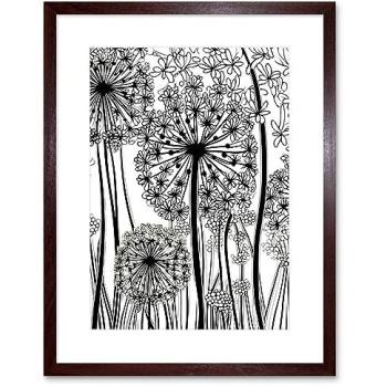 Black & White Allium Linework Frame – 9x7”