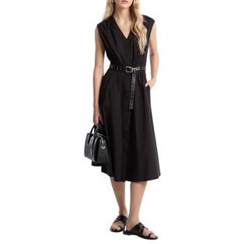 Michael Kors Slim Belted Midi Dress – Black, S