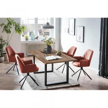 Dynamic24 Essgruppe 5 tlg. Massivholz 160x90 cm Tisch und Stühle